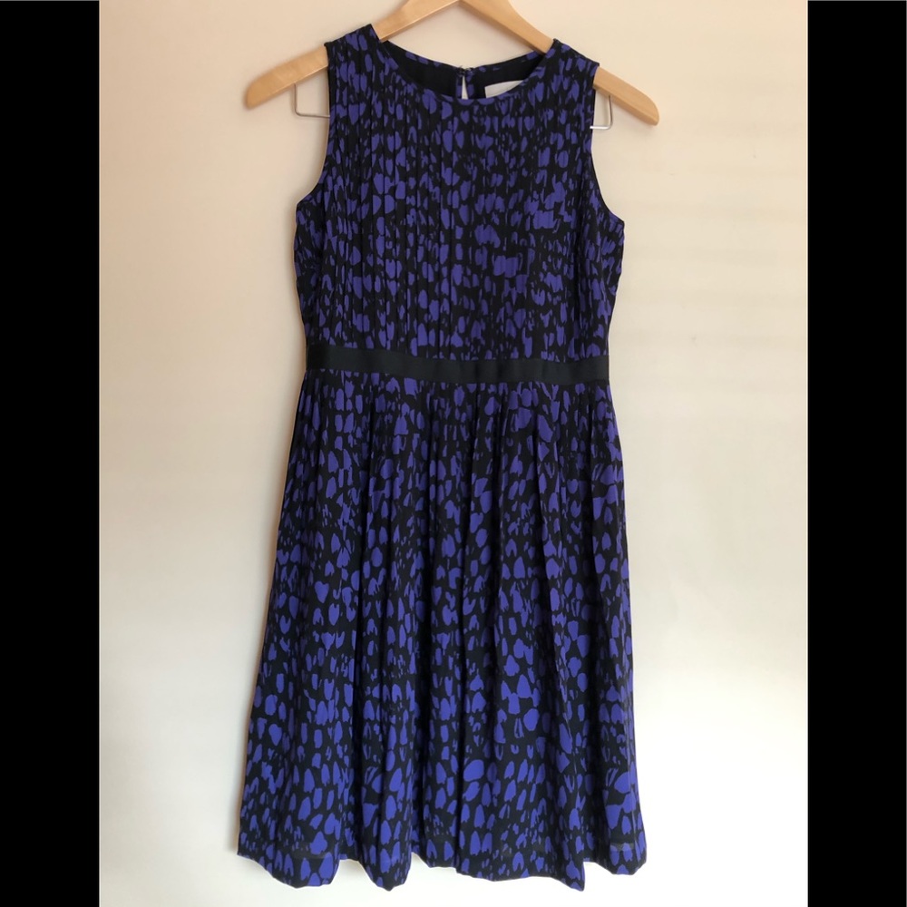 LOFT BLACK AND PURPLE PRINT SLEEVELESS DRESS👗Sz0P - Picture 3 of 12